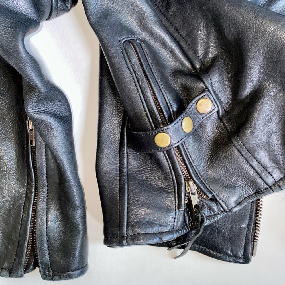 IK black Leather motorcycle jacket, in excellent condition, unisex size 48. - Picture 13 of 16